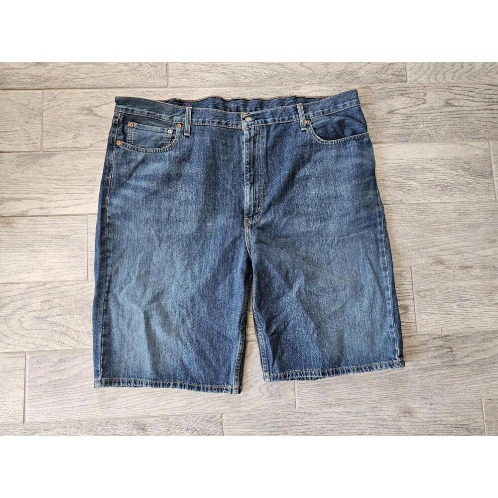 Men's Levi's 469 Blue Denim Jeans Shorts Size 44 5 Pockets Distressing Jorts